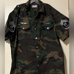 Combat Camo Short Sleeve Button Down Shirt 3XL